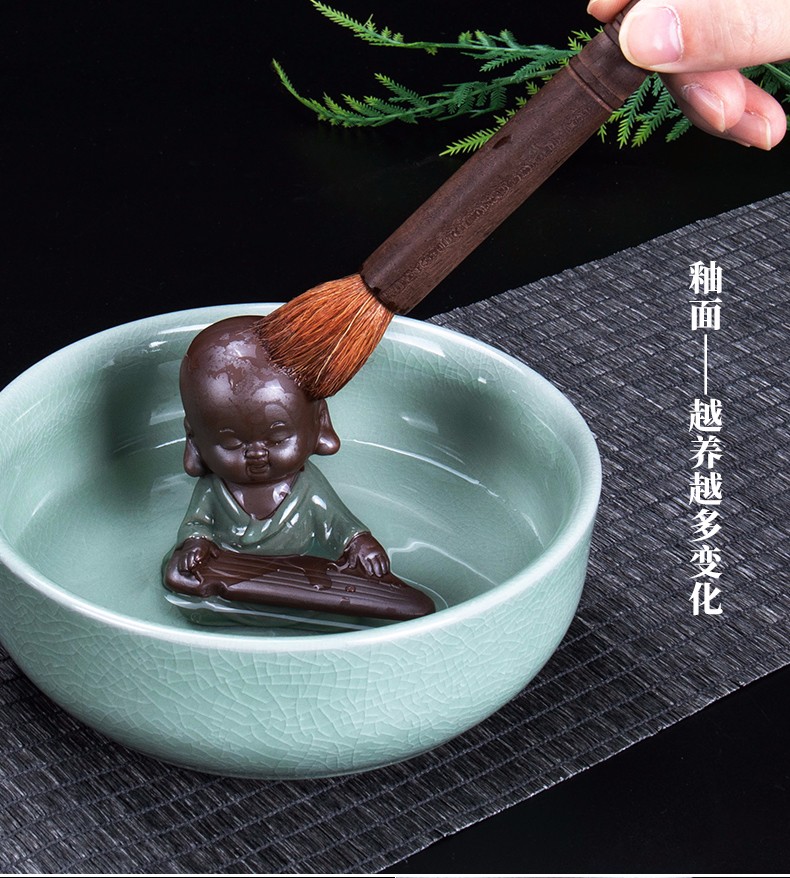 哥窑茶宠小和尚禅意开片可养茶盘摆件茶玩饰品精品茶道零配件茶宝