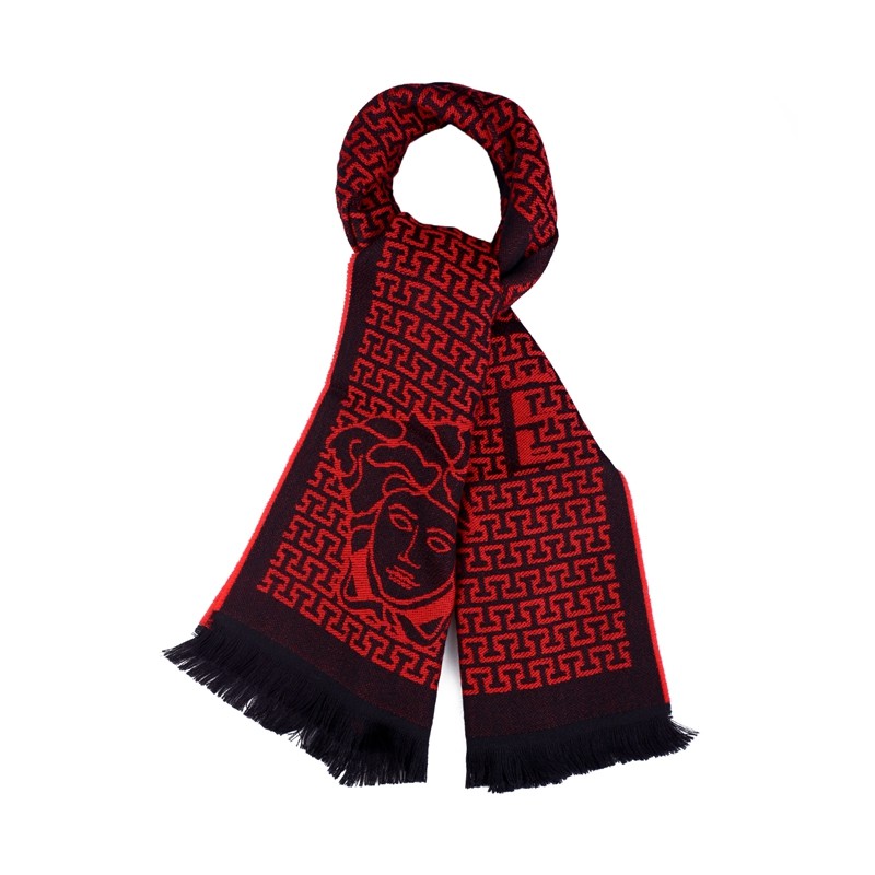 versace范思哲美杜莎logo秋冬新款厚羊毛围巾圣诞礼物美杜莎字母六边