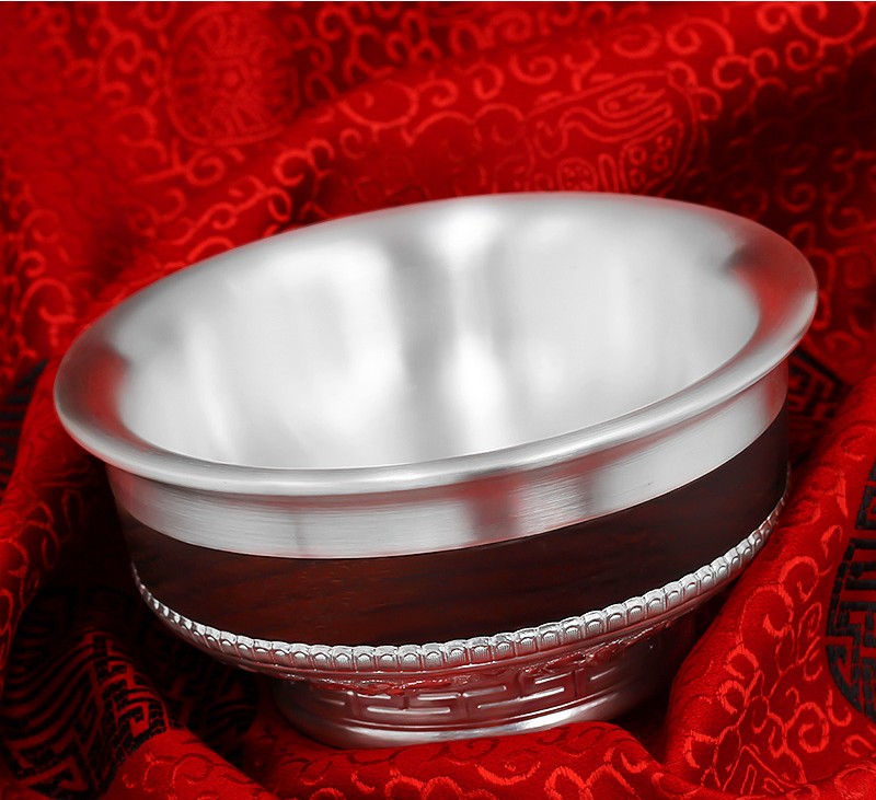 良平银碗999足银蒙古族民族敬酒碗酒具酒杯蒙古银碗礼品八宝银碗足银