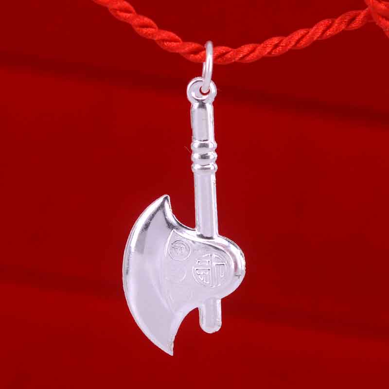 纯已久银饰990足银斧头吊坠空心银吊坠福字吊坠男士吊坠银斧头挂件