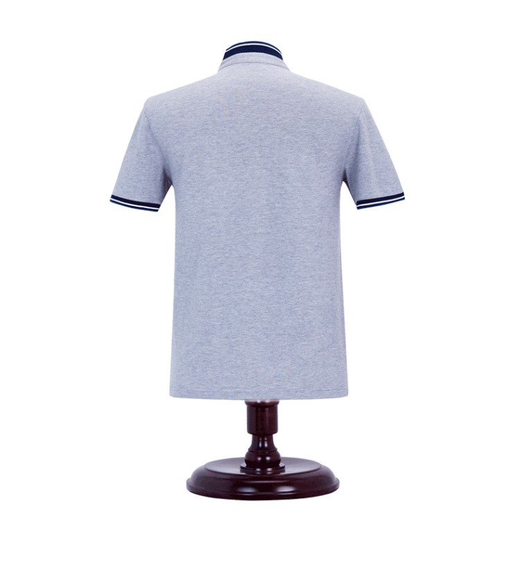 顺美男装 灰色立领男士时尚商务休闲修身版纯棉短袖t恤