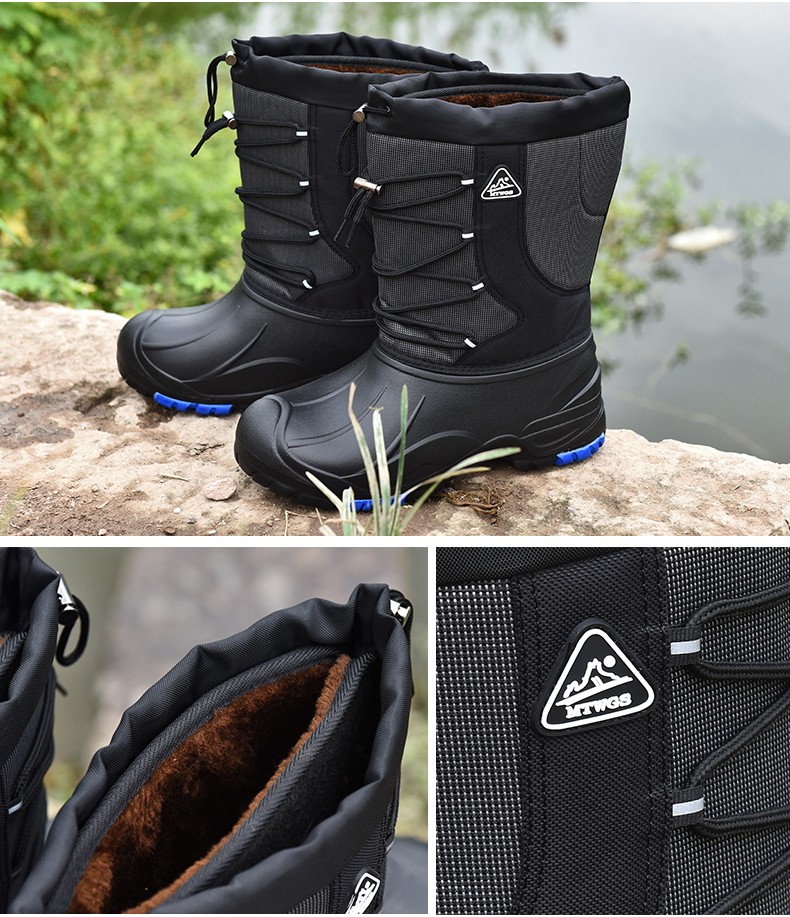 新款钓鱼鞋男款户外防水防滑底加钉冬天雪地靴钓鱼鞋雪地靴td1带口袋