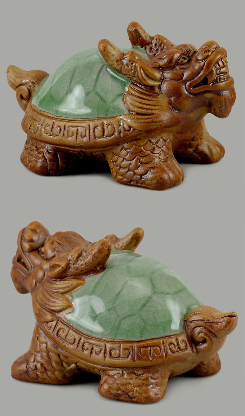 慈缘正堂 龙头龟摆件工艺品 龙龟茶宠家居装饰品 陶瓷龙龟