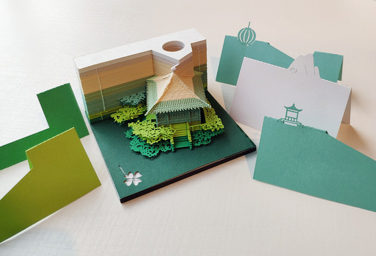 立体便利贴清水寺日本omoshiroi 送女友模型便签纸创意3d艺纸雕生日送