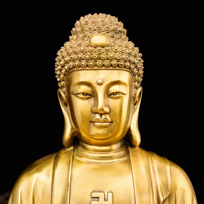 百纳源 释迦摩尼佛像 黄铜释迦牟尼如来佛汉传佛祖摆件佛堂供奉家居