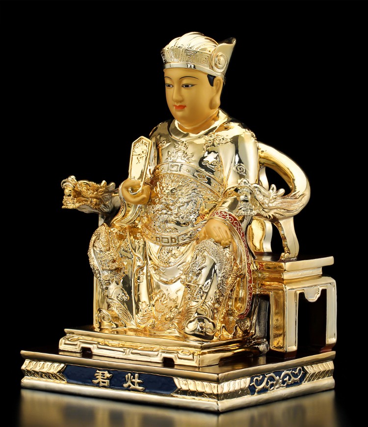 盛凡 纯铜鎏金灶君灶王爷神像家用供奉厨房司命灶君像道教铜像摆件 40