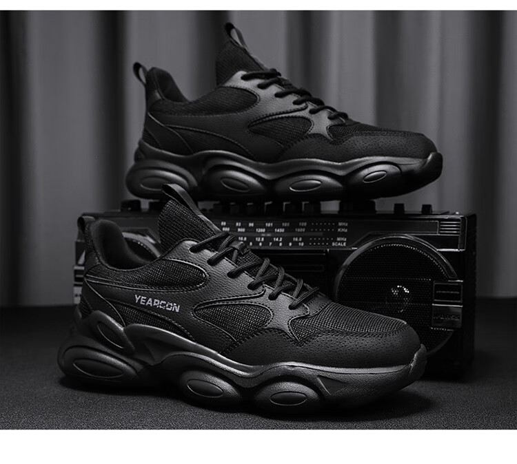 意尔康yearcon 男鞋2022新款秋季厚底老爹鞋男士休闲鞋子男跑步运动鞋