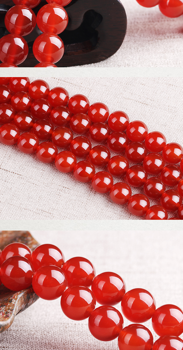 红色散珠玛瑙圆珠 红手串隔珠diy手工串珠金刚星月菩提佛珠手链配饰