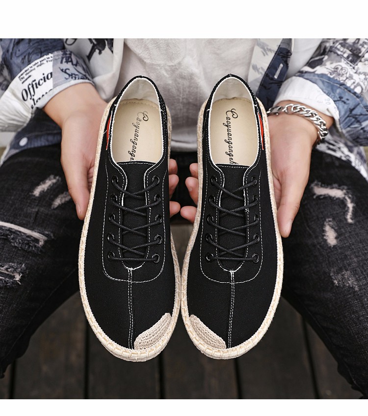 渔夫鞋男低帮帆布鞋夏季新款编织麻绳透气休闲鞋板鞋韩版时尚士潮鞋