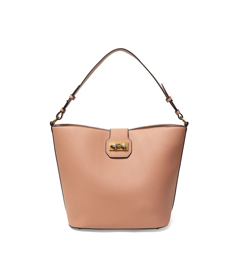 tata/他她2019秋专柜同款拼接休闲单肩斜跨两用女包x2475cx9 粉色 f