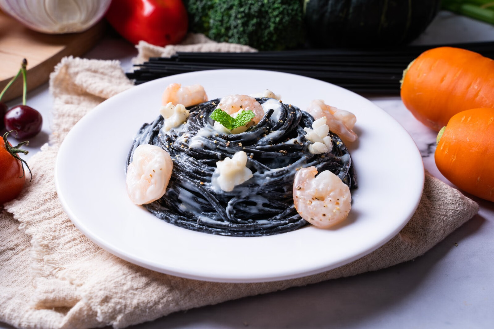 意大利进口巴洛尼亚墨鱼汁面500g墨鱼面意大利面西餐面