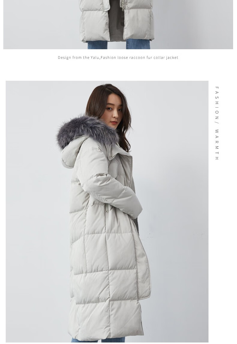 yaloo/雅鹿反季羽绒服女2019新款 爆款大毛领长款过膝时尚外套潮 黑色