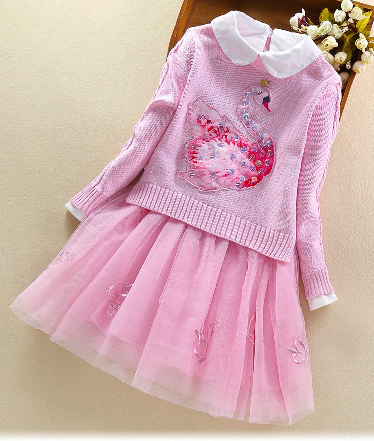 女童秋装套装2019春秋新款儿童连衣裙毛衣两件套套裙宝宝洋气公主裙小