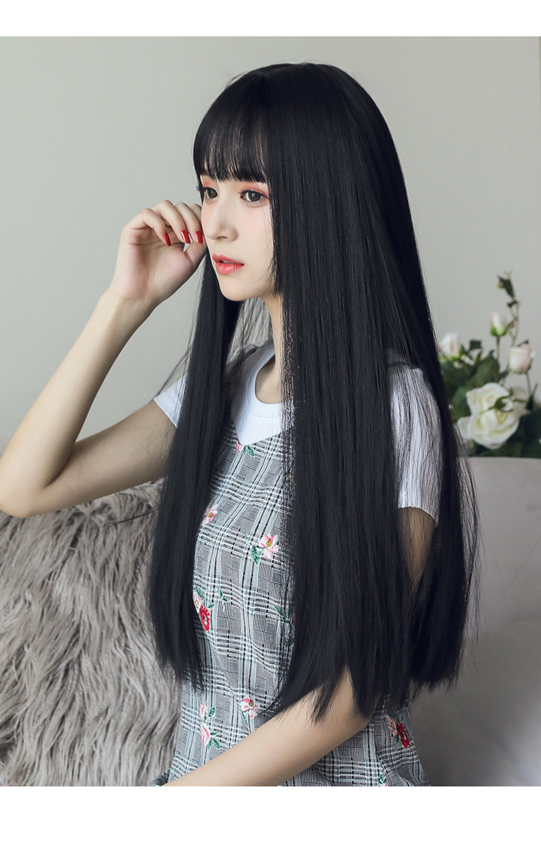 bybrana bybrana 假发女黑长直 蓬松自然 修脸cos长发全头套 自然黑