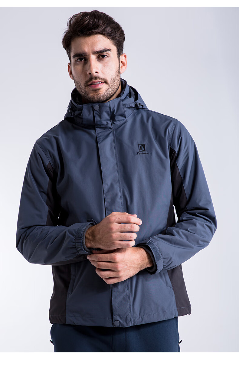 圣弗莱户外冲锋衣男防风透气两件套风衣抓绒内胆三合一登山外套