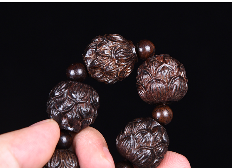 玄同皮黑木质雕刻人头珠十八罗汉佛珠手串手链佛头