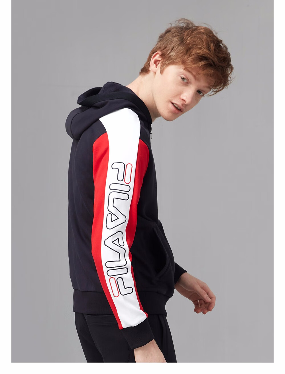 fila斐乐 男装 white line系列官方男子外套2019秋季新款潮流连帽针织