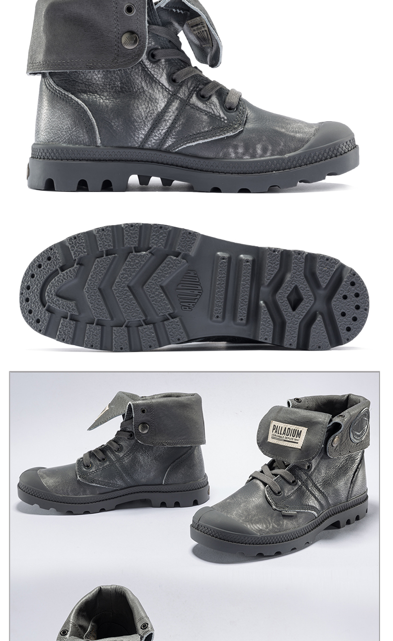 palladium帕拉丁女鞋高帮鞋翻帮鞋保暖皮靴潮牌工装靴93080 深灰 37