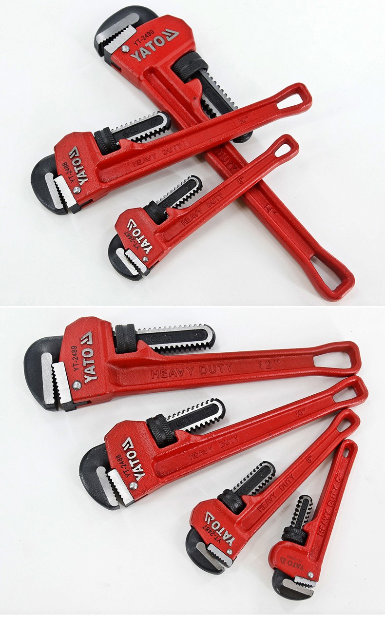 yato加重型管钳大号铬钼钢工业级水管钳子板手管丝钳牙钳管子钳 10"