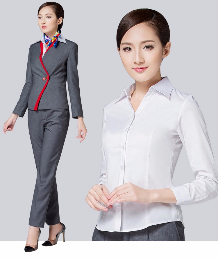 春夏季中国电信工作服女营业厅营业员灰外套裤子套装制服工装 电信女