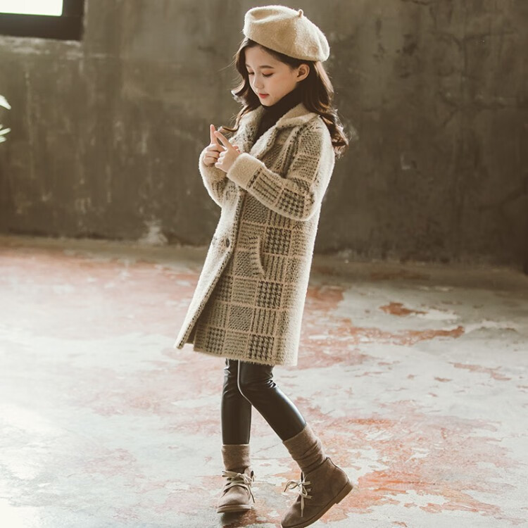 品牌童装女童外套呢大衣儿童外套秋冬装中长款中大童2019新款时髦风衣