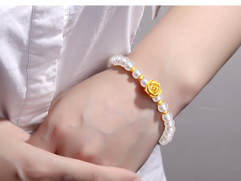 黄金手链女款 999足金貔貅珍珠手链金首饰送女友礼物节日礼物 520珍珠