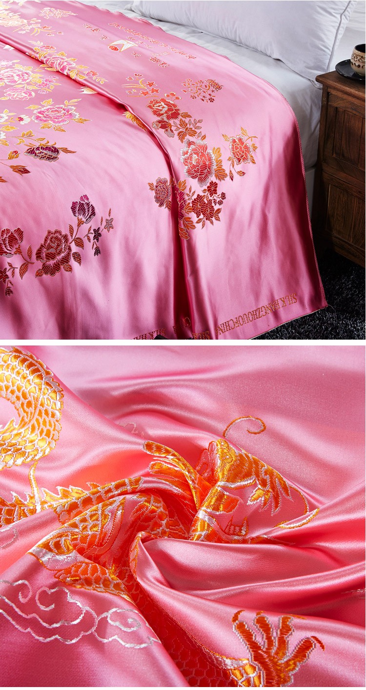 杭州丝绸被面软缎婚庆绸缎缎子被面结婚七彩织锦缎被面鸳鸯百子锦上添