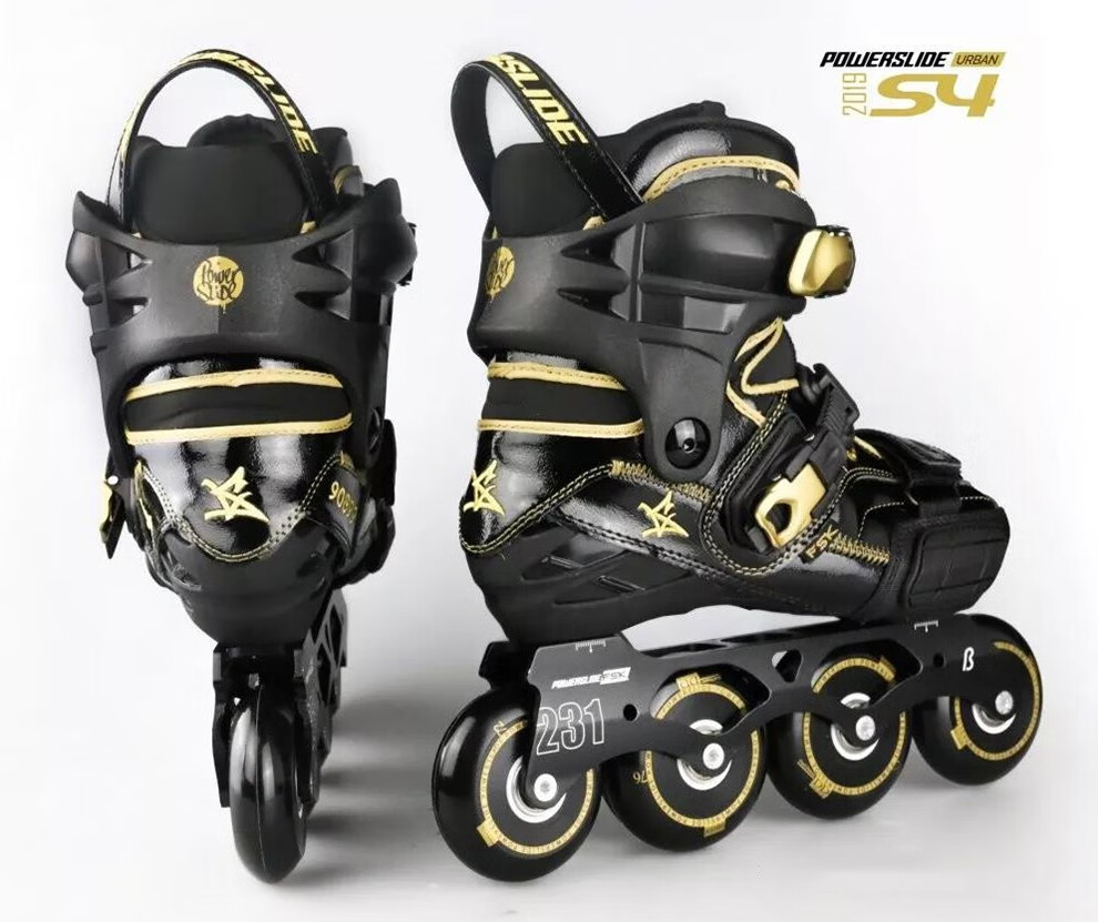 宝狮莱溜冰鞋s4溜冰鞋成人平花男女直排旱冰鞋2019款黑金色s443联系