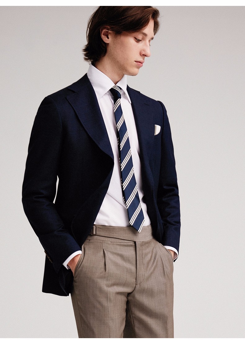 fullmonty意大利进口vbc意式羊毛西装男士休闲修身商务轻正装单西藏青