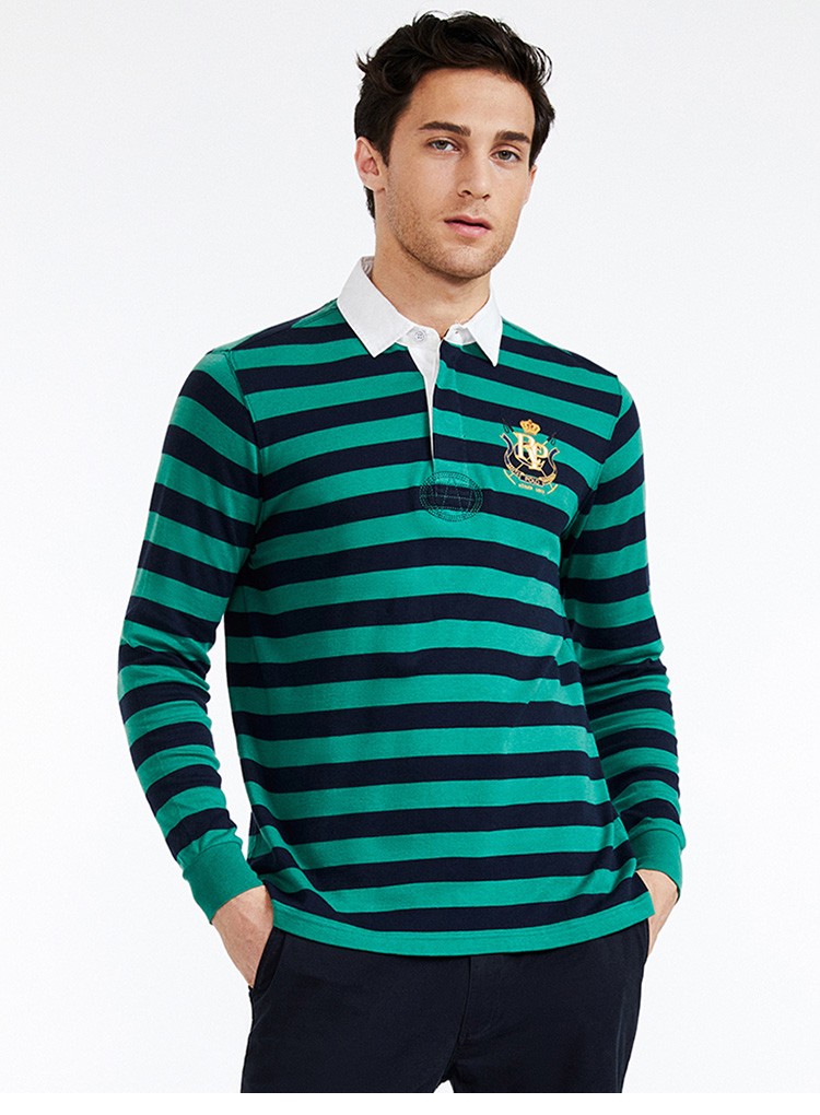 sbprc圣大保罗男士商务休闲修身条纹长袖t恤衫f5红色56185100b