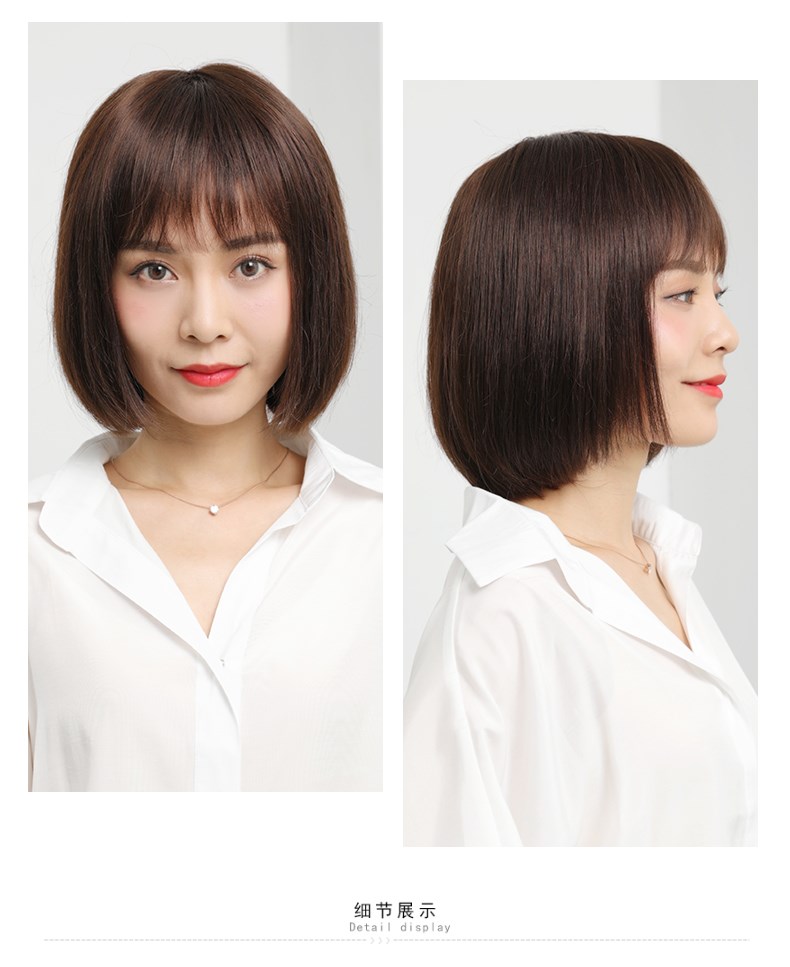适用人群:女士假发发型:bobo头长度:短发材质:真人发丝色系:棕色系