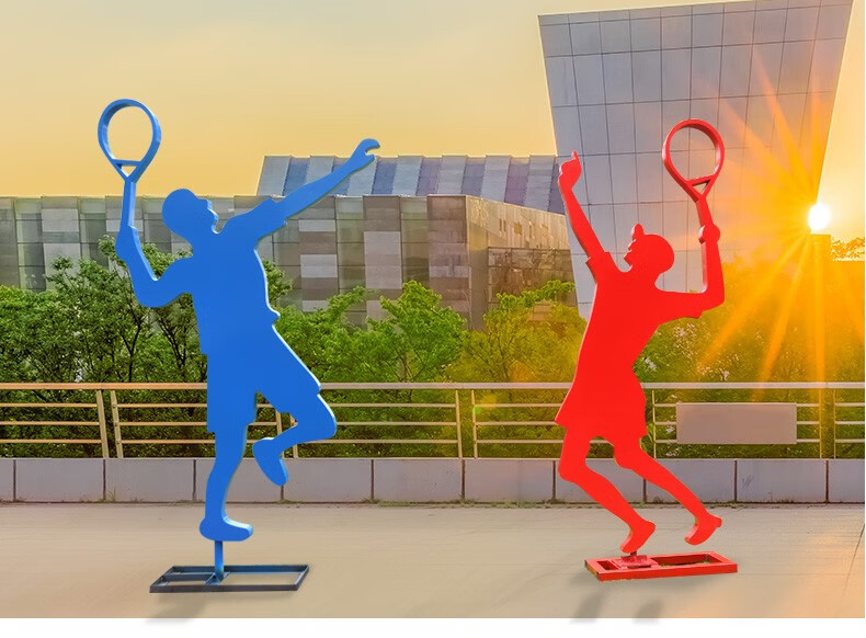 金福喜镀锌板铁艺运动剪影人摆件户外跑步人物雕塑园林景观公园打羽毛