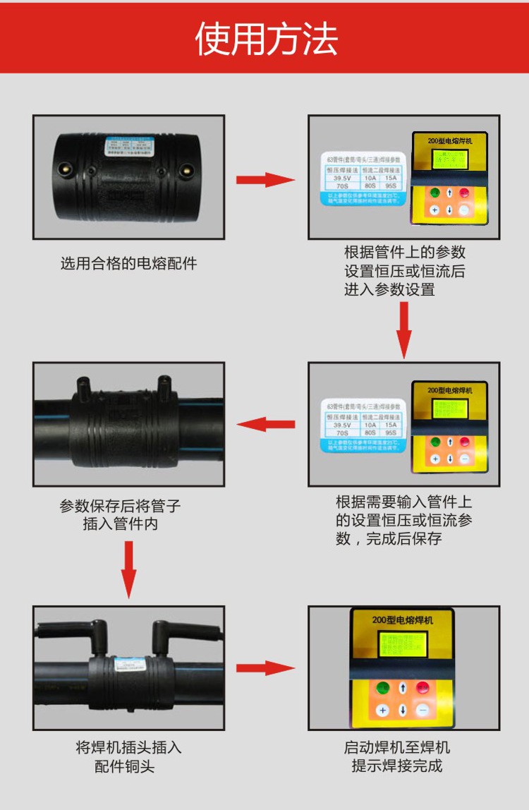 pe管道电熔焊机手动对焊机水管塑料管热熔焊接机钢丝网骨架管电熔全
