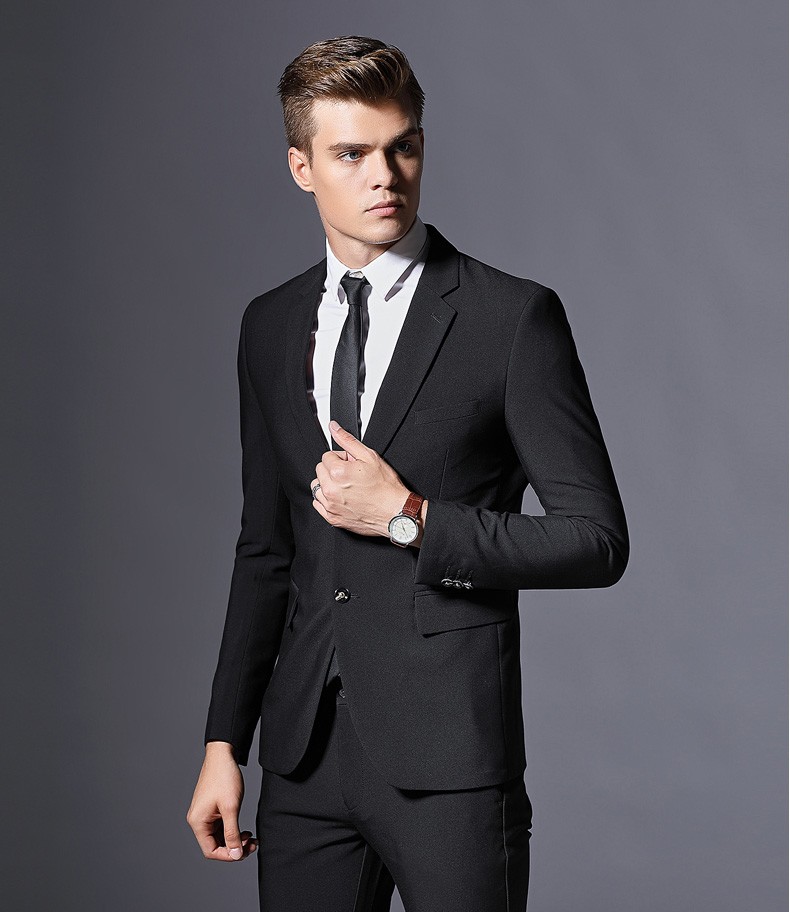 罗蒙西服男套装修身商务休闲单西装男士外套韩版两件套西装青年正装