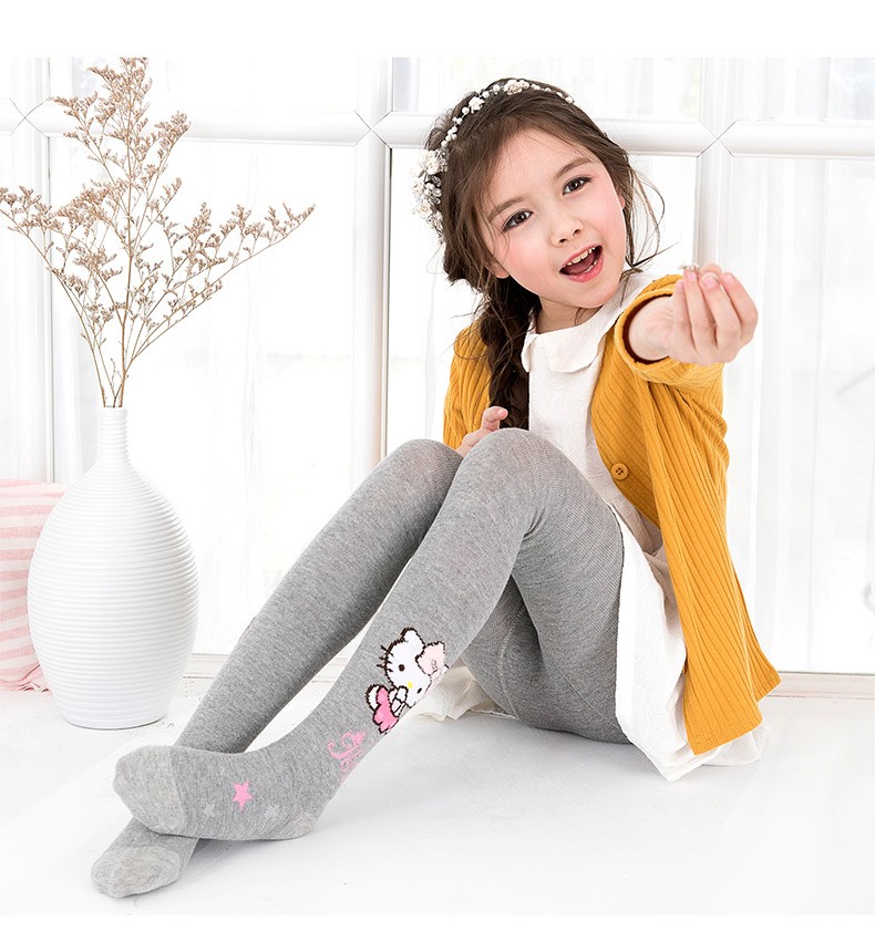 凯蒂猫儿童连裤袜春秋宝宝打底裤袜小孩连体裤底裤女童舞蹈袜子毛巾绣