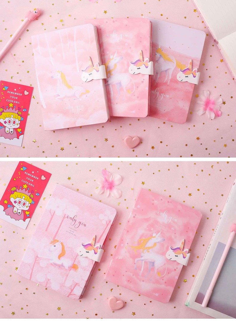 仓梵网红独角兽手账本粉红少女心小学生可爱加厚个性创意笔记本子大学