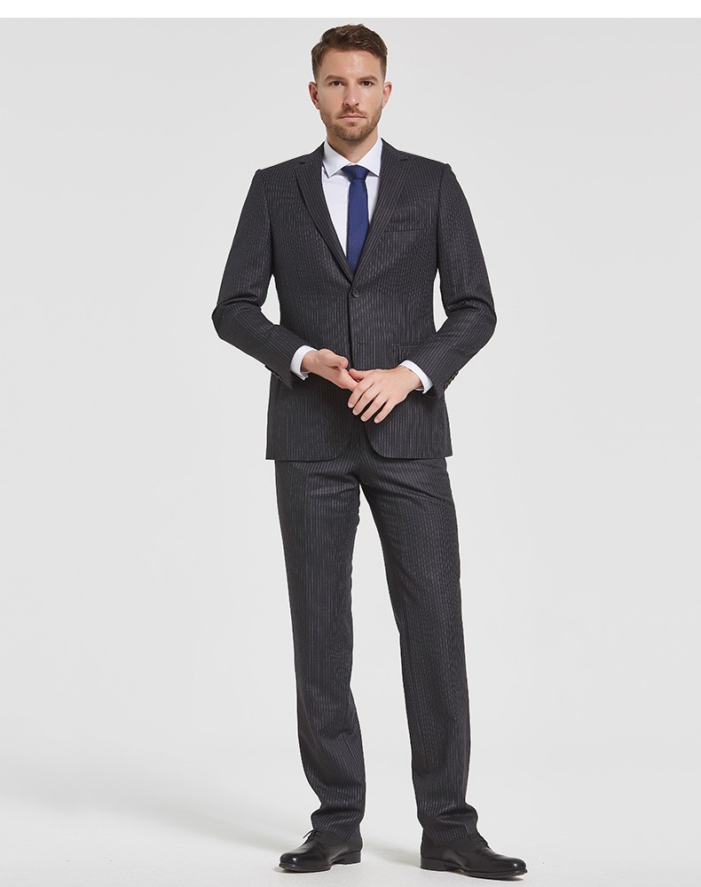 judger庄吉断码特价款商务正装条纹西装男上衣981羊毛轻绒面男士西服