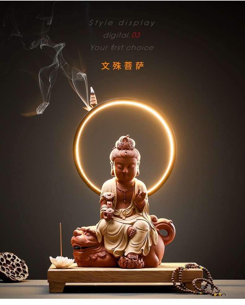 久造新中式大号释迦牟尼佛像如来观音倒流香炉摆件创意瓷工艺品熏香炉