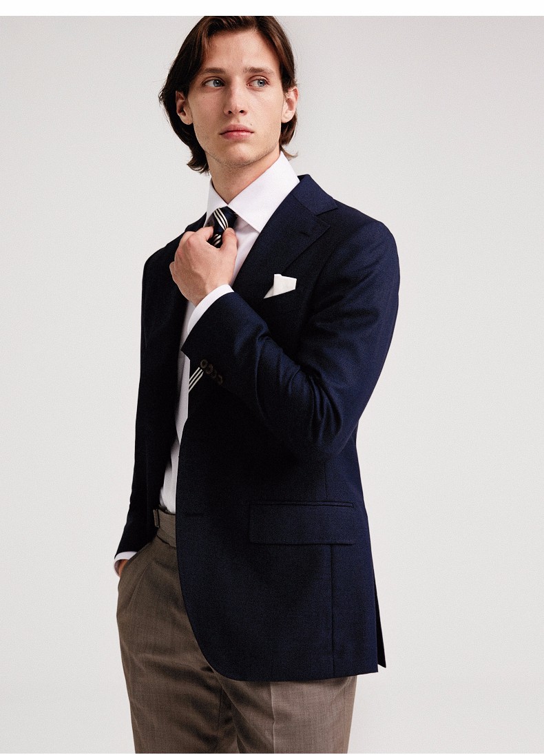 fullmonty意大利进口vbc意式羊毛西装男士休闲修身商务轻正装单西藏青