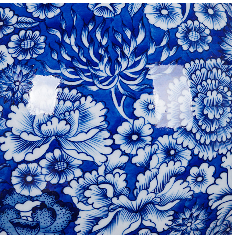 周胜堂景德镇陶瓷器手绘仿古青花瓷万花玉壶春花瓶插花客厅中式装饰