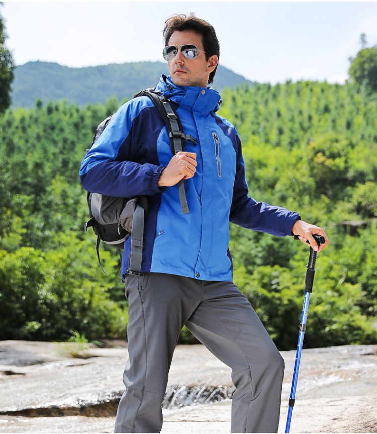 骆驼(camel)户外三合一冲锋衣男女加厚冬季登山服可拆卸抓绒两件套 男