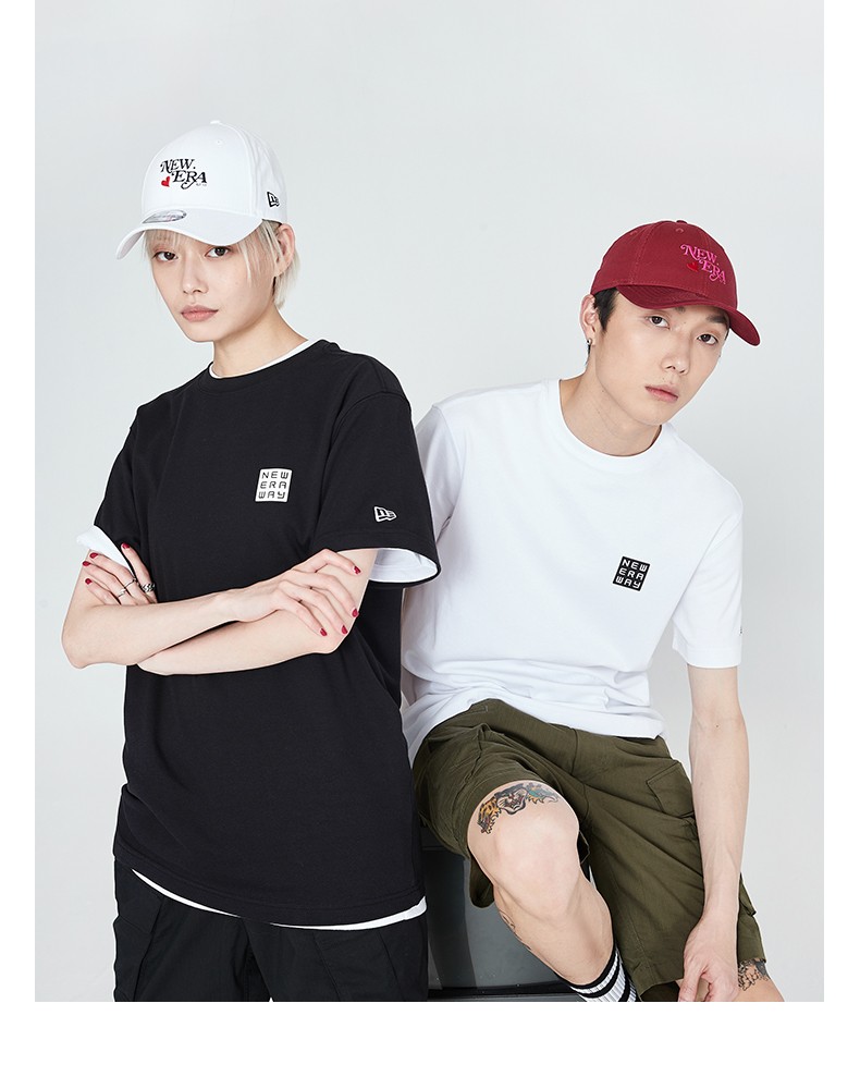 newera纽亦华 图案圆领休闲百搭短袖t恤男 白色11929498 m