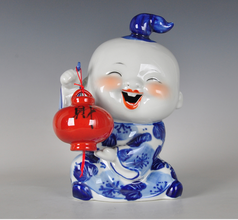 甘牧寅景德镇陶瓷娃娃福娃娃家居装饰客厅摆件工艺品酒店摆设开业礼品