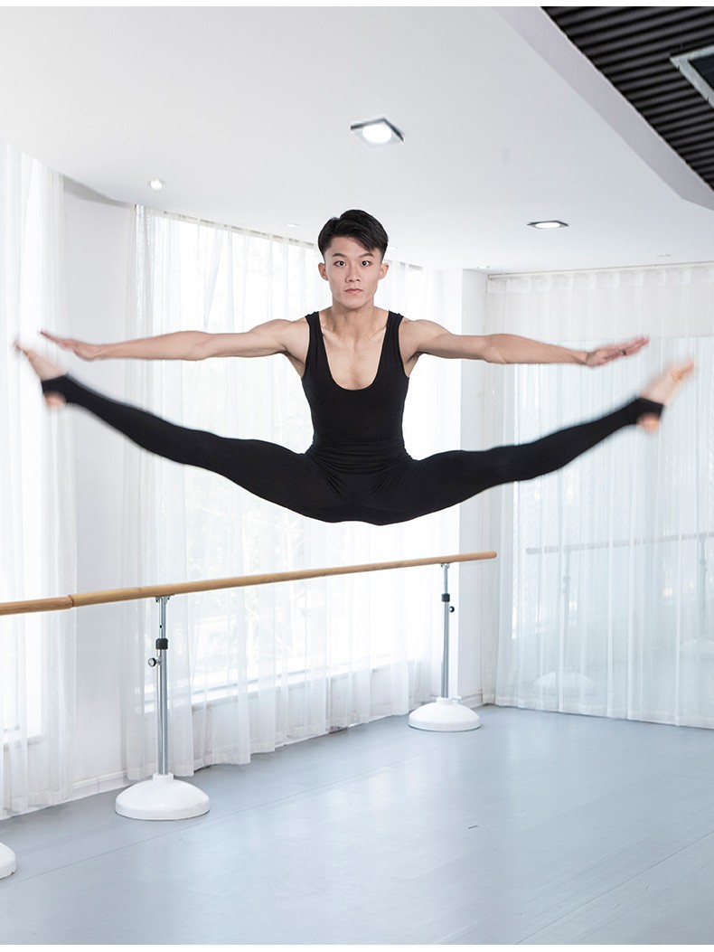 红舞鞋棉芭蕾舞练功服男连体男士儿童舞蹈紧身衣背心形体服50041黑色