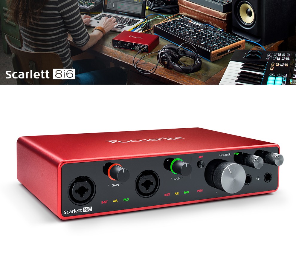 focusrite福克斯特scarlettsolo3声卡专业直播录音吉他编曲喜马拉雅有