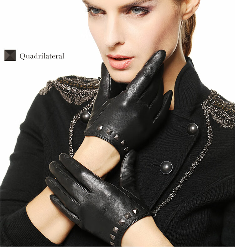 手绵羊皮手套女薄款开车韩版秋冬款哈雷街舞走秀摄影搭配宴会婚礼送礼