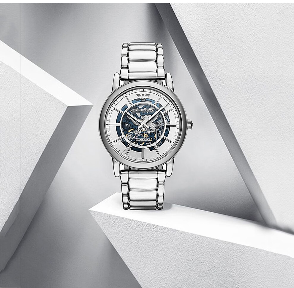 阿玛尼(emporio armani)手表 男士机械欧美时尚商务皮带/钢带自动镂空