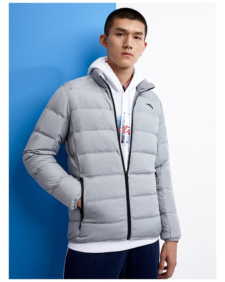 安踏羽绒服男服2020春季新款保暖轻薄羽绒服立领运动羽绒茄克外套男装