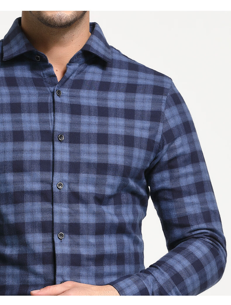 judger庄吉新品格子衬衫男士休闲长袖衬衣加厚双层意大利进口somelos