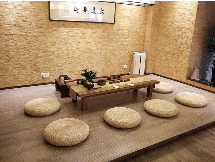 御目 蒲团 圆形手工草编打坐蒲团地板垫榻榻米加厚打坐垫子瑜伽垫茶道